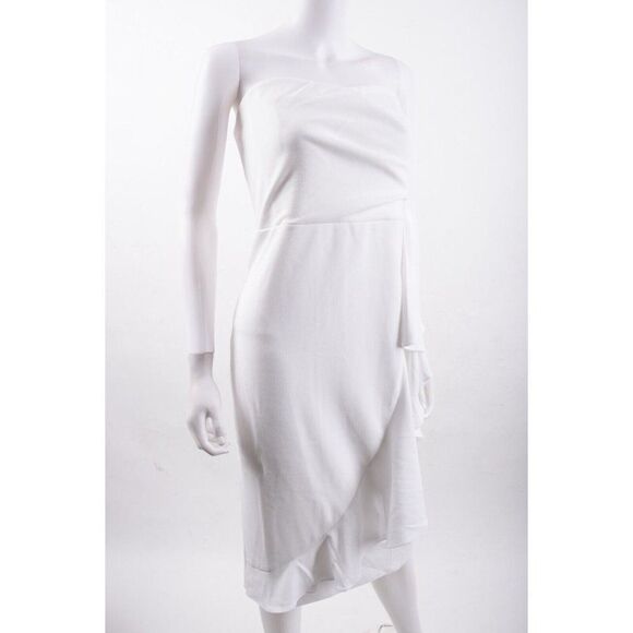 Dress The Population Womens Liv Ruffled Midi Dress Strapless XL White NWT - Picture 3 of 7